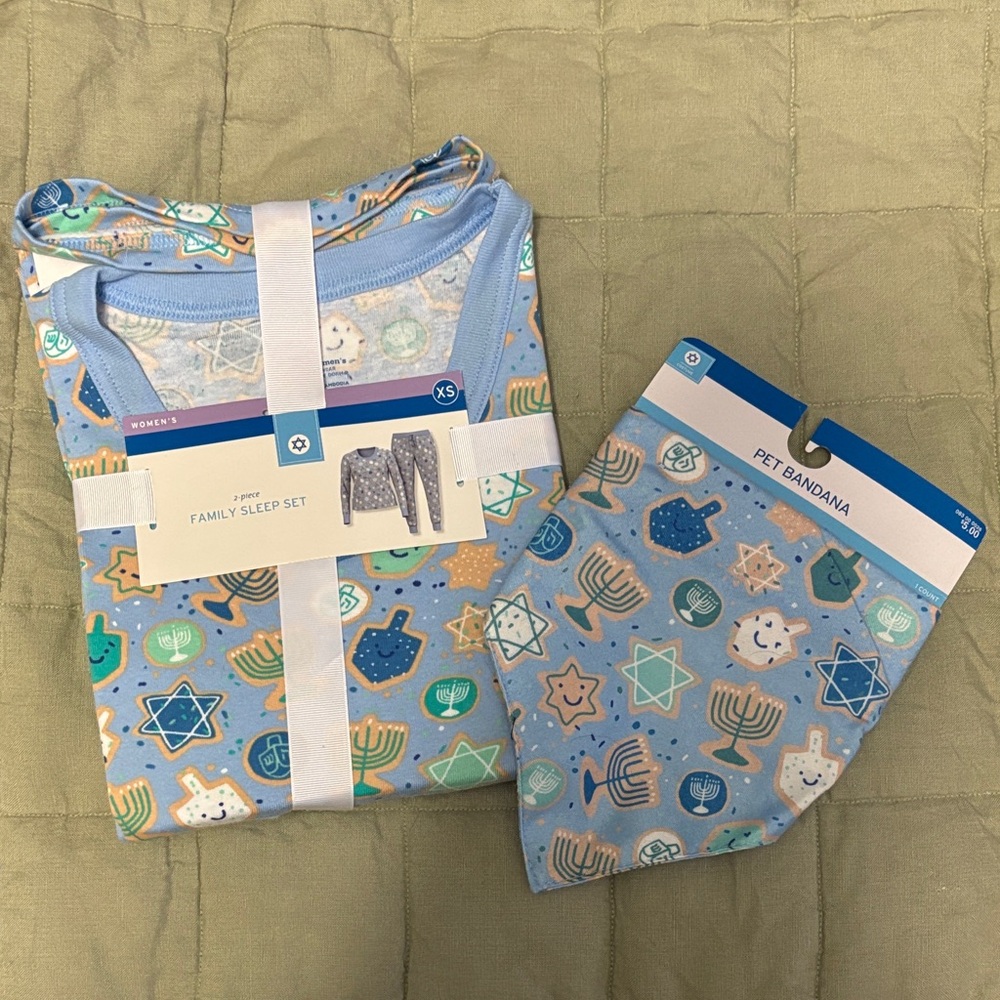 Target Hanukkah cookie pajamas Set with Pet Bandana